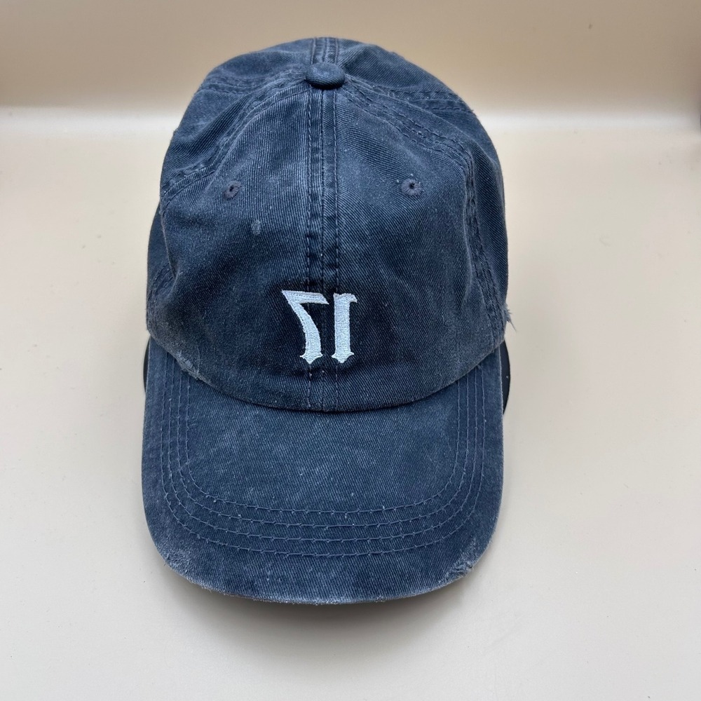 XXXTentacion 17 Logo Embroidered Dad Hat Washed Black Distressed Baseball Cap